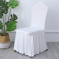 10pcs Pleated Skirt Spandex White Chair Cover Hotel Banquet Party Events Wedding Decoration Seat Protector Slip Covers