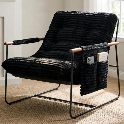 Modern Comfy Accent Chair, Cozy Corduroy Living Room Chair with Armrests Stor...
