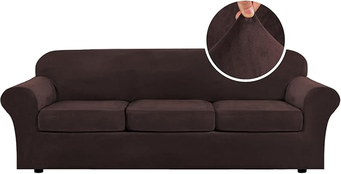 H.VERSAILTEX High Stretch Sofa Slipcover 4 Piece Cover Velvet Furniture by HVERSAILTEX