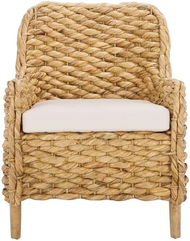 SAFAVIEH Purrl Hyacinth Wood Accent Chair, 25.59" White/Natural ACH6533A