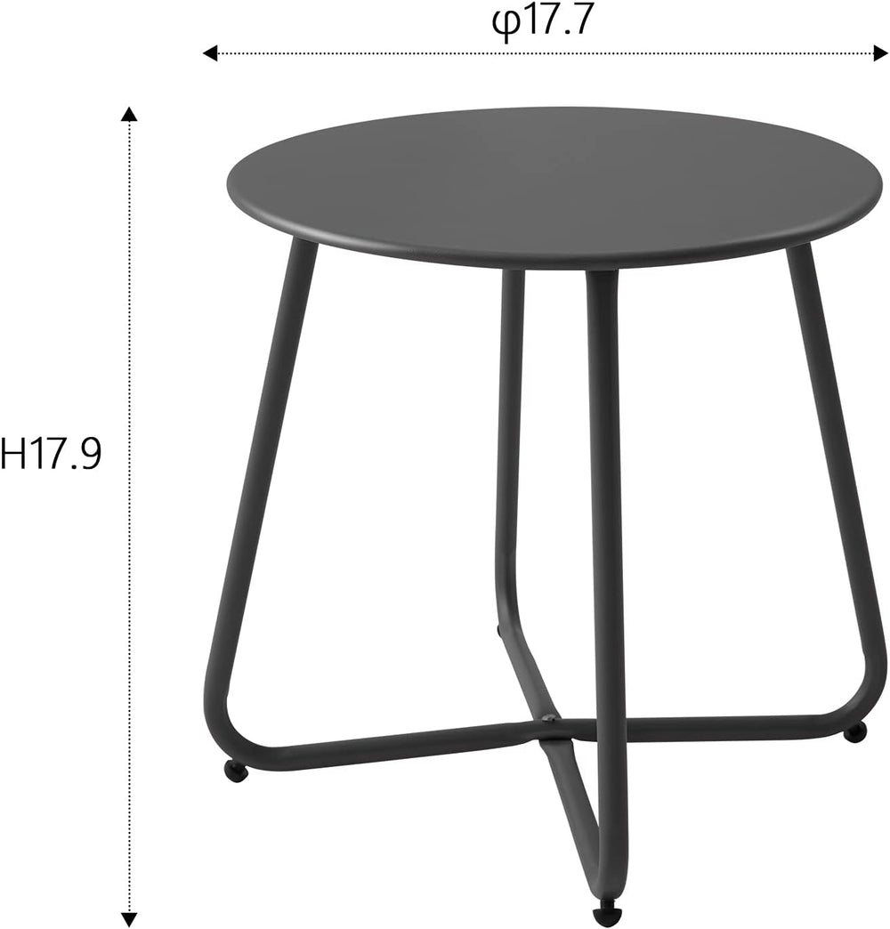 Meluvici Patio Small Side Table Waterproof Round Metal Steel Weather Resistan...