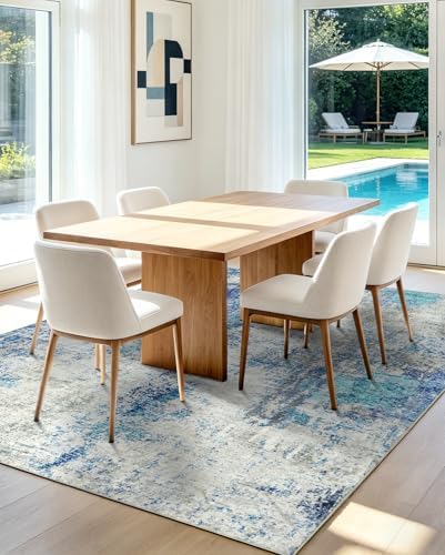 Washable Area Rug Living Room Rugs 10x14 - Neutral Modern Abstract Rugs Soft ...