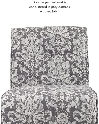 Linon Coco Accent Chair, Gray Damask