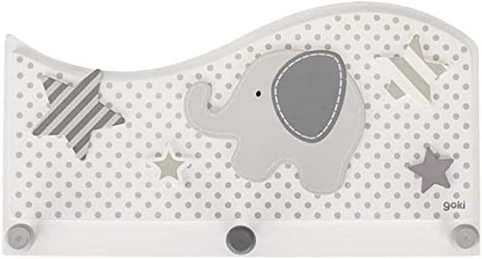 'Goki 60737 Coat Rack Wooden Elephant/Stars, Grey