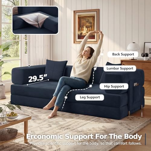 MoonSpeak 78.8'' Futon Sofa Bed, Boneless Couches for Living Room
