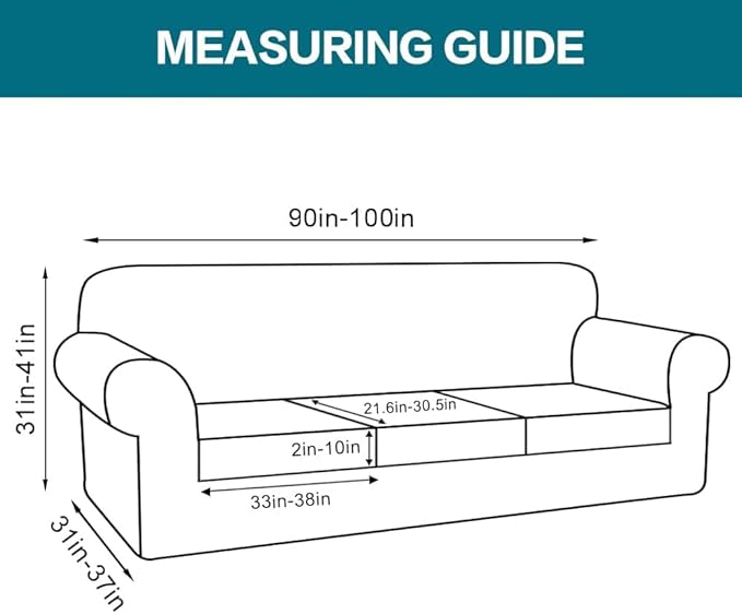 Turquoize 4 Piece Sofa Covers for 3 Cushion Couch Sofa Slipcover Soft Couch - Image 2