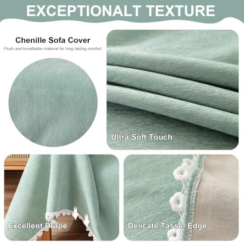 VClife Farmhouse Style Couch Cover for Dog Sage Green Sofa Covers for Oversiz...