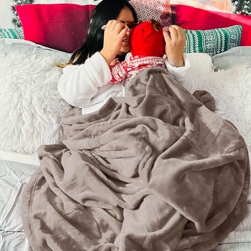 Bedsure GentleSoft Fleece Bed Blankets Queen Size Light Brown - Soft Lightwei...