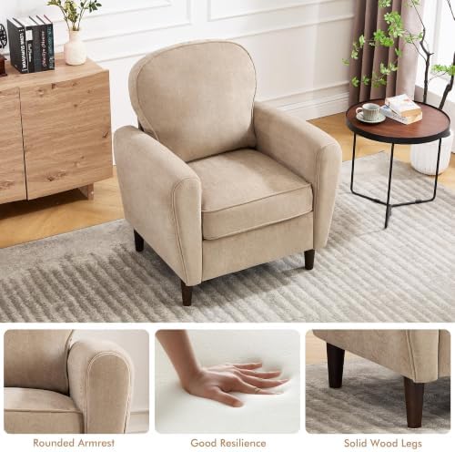 Accent Chair, Mid Century Modern Arm Chair with Thick Cushion and Back, Uphol...