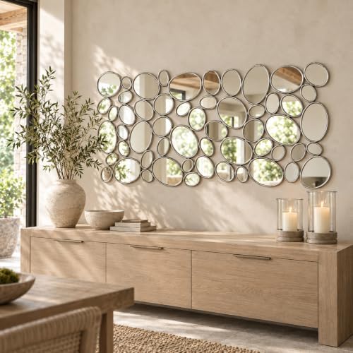 Silver Wall Mirrors Decorative - 51"x23" Large Modern Wall Mirror f...
