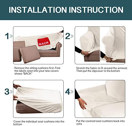 FantasDecor 4 Piece Sofa Velvet Couch Covers for 3 Cushion Stretch Slipcover ...