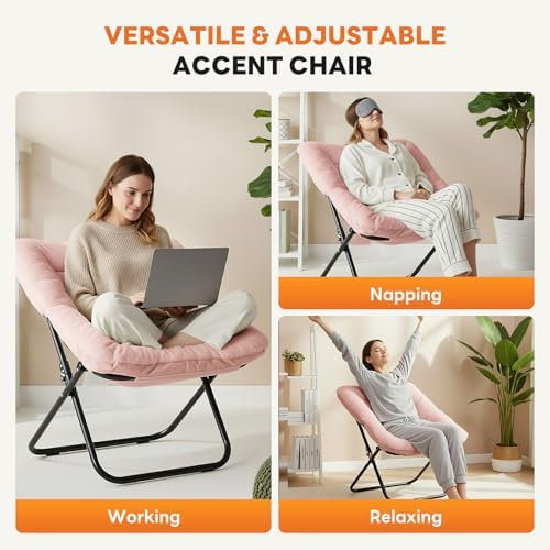 Sweetcrispy Comfy Chair for Adults, Foldable Living Room Chair, Soft Faux Fur...