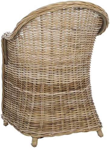 SAFAVIEH Furniture - Zane Club Chair - 17.3" Seat Height - Grey - Rattan...