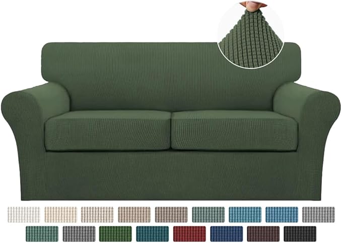 Turquoize 3 Piece Sofa Covers for 2 Cushion Couch Sofa Slipcover Soft Couch by Turquoize