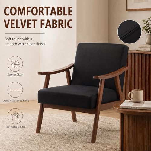 Anwick Mid-Century Accent Chair,Modern Living Room Chairs with Solid Wood Fra...