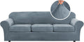 H.VERSAILTEX Velvet 4 Piece High Stretch Sofa Slipcover Cover Furniture by HVERSAILTEX