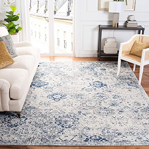 SAFAVIEH Madison Area Rug 8'x10', Transitional White & Royal Blue...