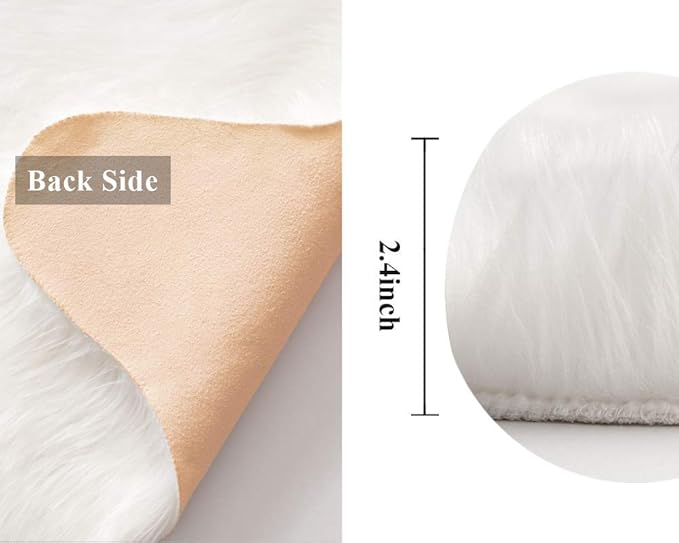 MIULEE Luxury Super Soft Fluffy Area Rug Faux Fur Sheepskin Rug Decorative - Image 2
