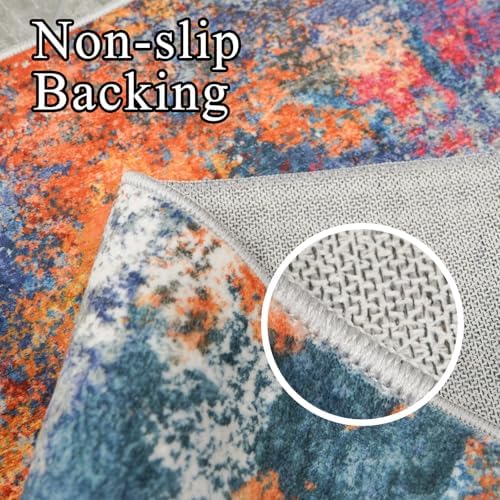 10x14 Abstract Area Rug: Large Soft Rugs for Living Room Multicolor Rainbow