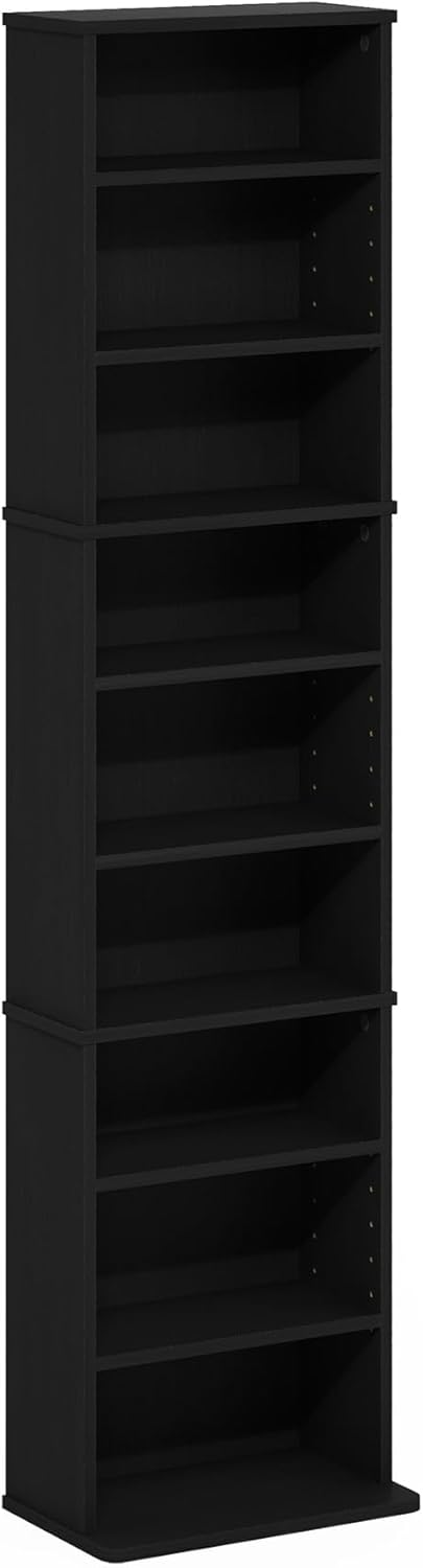 Furinno Jaya DVD Shelf, 9-Shelf Tall Narrow CD Rack, Media Shelf with Adjusta...