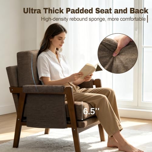 RNKSFX Dark Brown Accent Chairs for Living Room Set of 2, Modern Arm Chairs f...