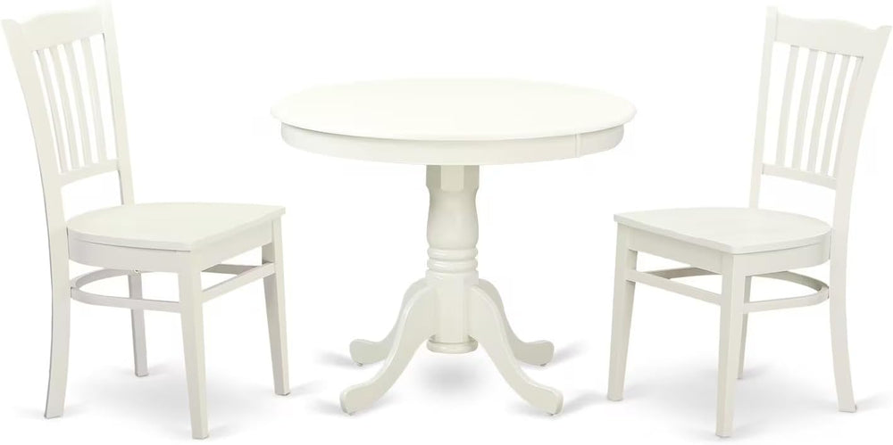 East West Furniture ANGR3-LWH-W 3 Piece Kitchen Table & Chairs Set Contai...