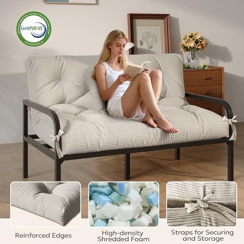 Furnify 6" Futon Mattress Queen Size, Futons Sofa Couch Bed with Straps,...