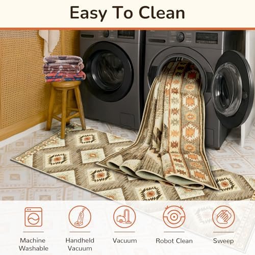 BESTSWEETIE Area Rug 9x12 Machine Washable Non-Slip Low Pile Print Pattern We...