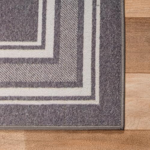 Non Slip Area Rugs 5x7 Modern Bordered Non Skid Rubber Backing Soft Area Rug ...