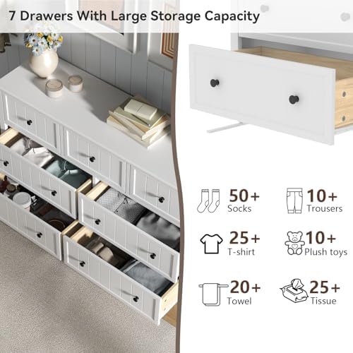 Farmhouse 10 Drawers Dresser for Bedroom, White Dresser Chest of Drawers