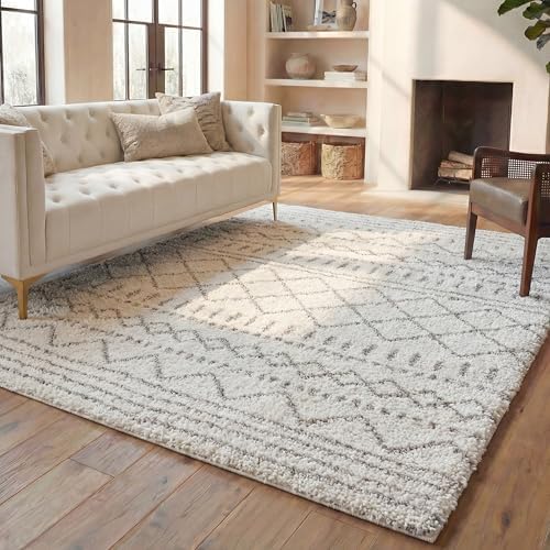 SAFAVIEH Arizona Shag Rug 6'7"x9'2", Soft Plush Boho Ivory ...