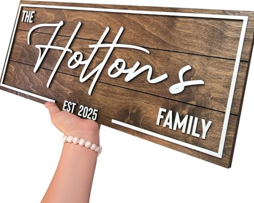 Personalized Family Name Sign - Custom Art Deco Last Name Wood Wall Decor Pla...