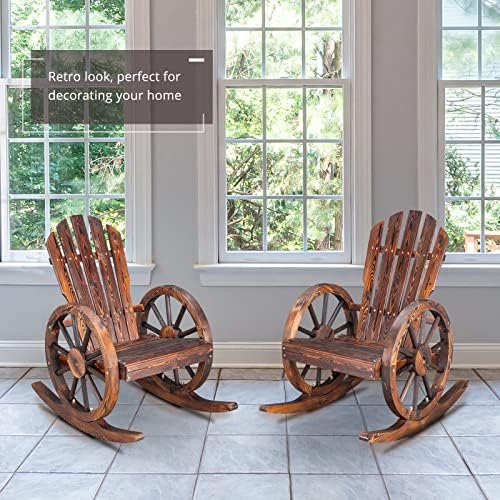Outvita Adirondack Rocking Chair Set of 2, Carbonized Wood Wagon Rocker