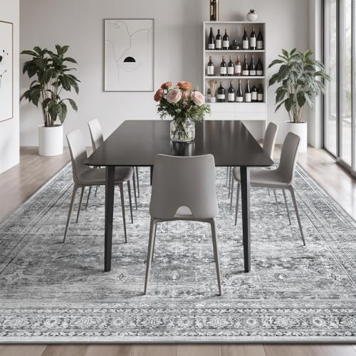 8x10 Area Rug for Living Room, Non-Slip Washable Grey Large Carpet