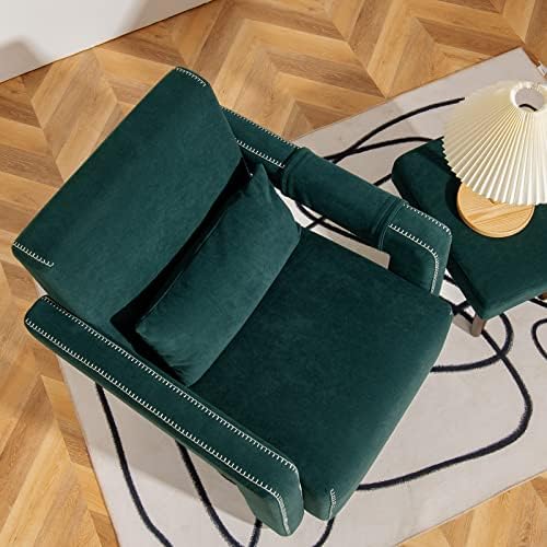 Giantex Modern Accent Chair with Ottoman, Soft Berber Fleece Single Sofa w/Si...