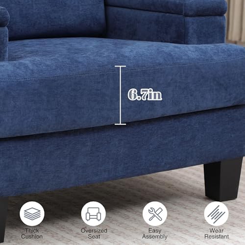 Accent Chair Set of 2 with Storage Armrest, Modern Upholstered Reading Living...
