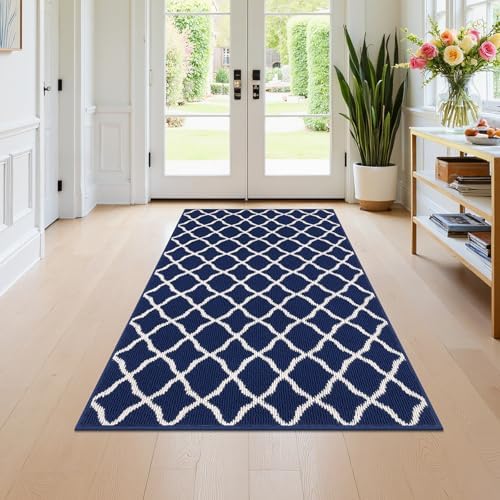 SHACOS Large Door Mat 3'x5' Indoor Washable Front Door Mats, Navy Blue