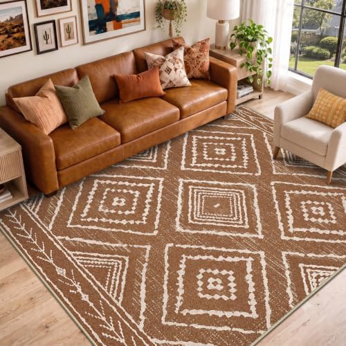 BESTSWEETIE Area Rug 9x12 Machine Washable Non-Slip Low Pile Print Pattern We...