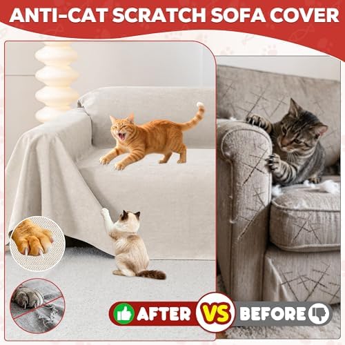 Loiion Cat Scratch Proof Furniture Protector Waterproof Sofa Cover 150"x...