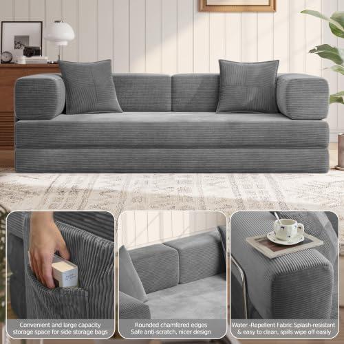 MoonSpeak 78.8'' Futon Sofa Bed, Boneless Couches for Living Room