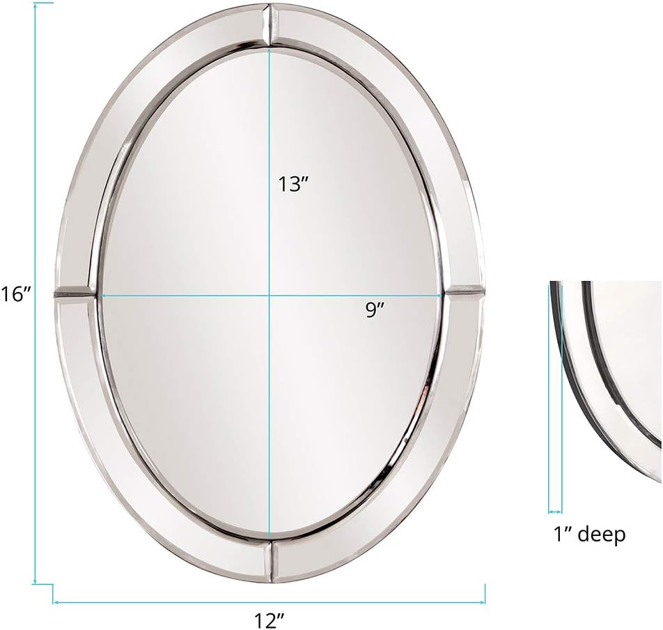 Howard Elliott Collection Oval Hanging Wall Accent Mirror, Unique Design Eleg...
