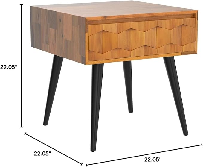 Bme Georgina Solid Wood Nightstands with Drawers - Fully Assembled Rustic Geo...