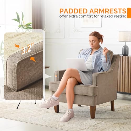 VINLI High Back Accent Chair Upholstered Armchair for Living Room, Entryway