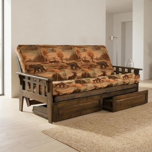 Kodiak Tucson Wood Futon with Mattress Included, Futon Sofa Bed with Storage ...