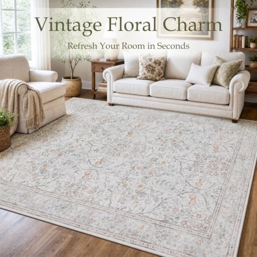 JOLLYVOGUE 8x10 Area Rugs for Living Room, Washable Rug, Beige