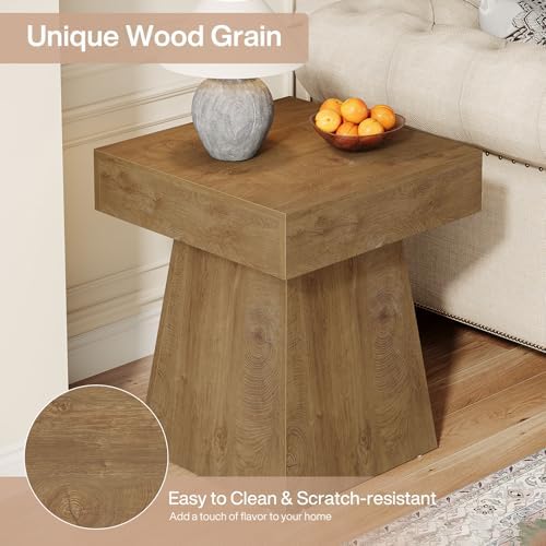 Tribesigns Small End Table Set of 2, Rustic Square Side Table with Wide Base,...