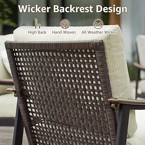 NATURAL EXPRESSIONS Patio Outdoor Chair Sofa, Wicker Back, Woodgrain Arm