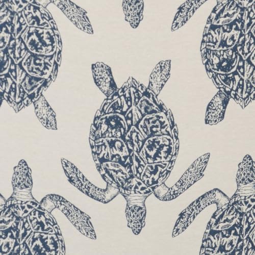Linon Hawksbill Upholstered Turtle Print Armless Accent Chair in Blue & C...