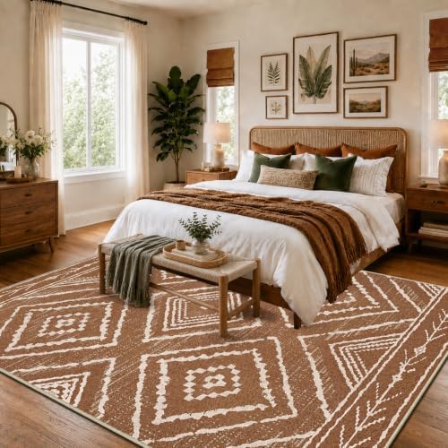 BESTSWEETIE Area Rug 9x12 Machine Washable Non-Slip Low Pile Print Pattern We...