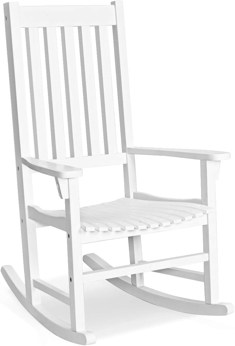 GIANTEX Rocking Chair Acacia Wood Frame Outdoor& Indoor for Garden, Lawn,...